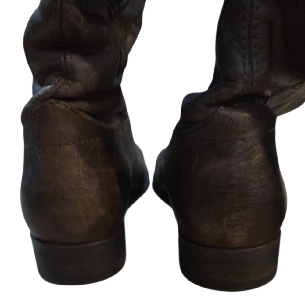 Frye Melissa Button Knee High Thrashed Distressed Leather Boots - Picture 8 of 11